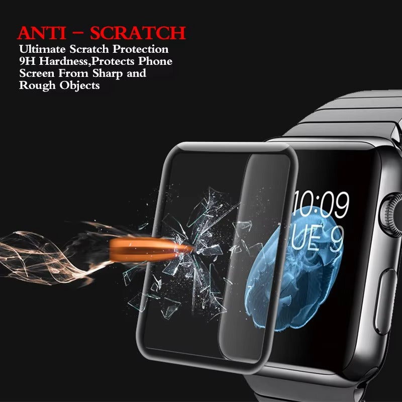 Premium 3D Full Cover Tempered Glass Screen Protector for Apple Watch – Anti-Fingerprint, Shockproof Case Bundle 38mm–49mm