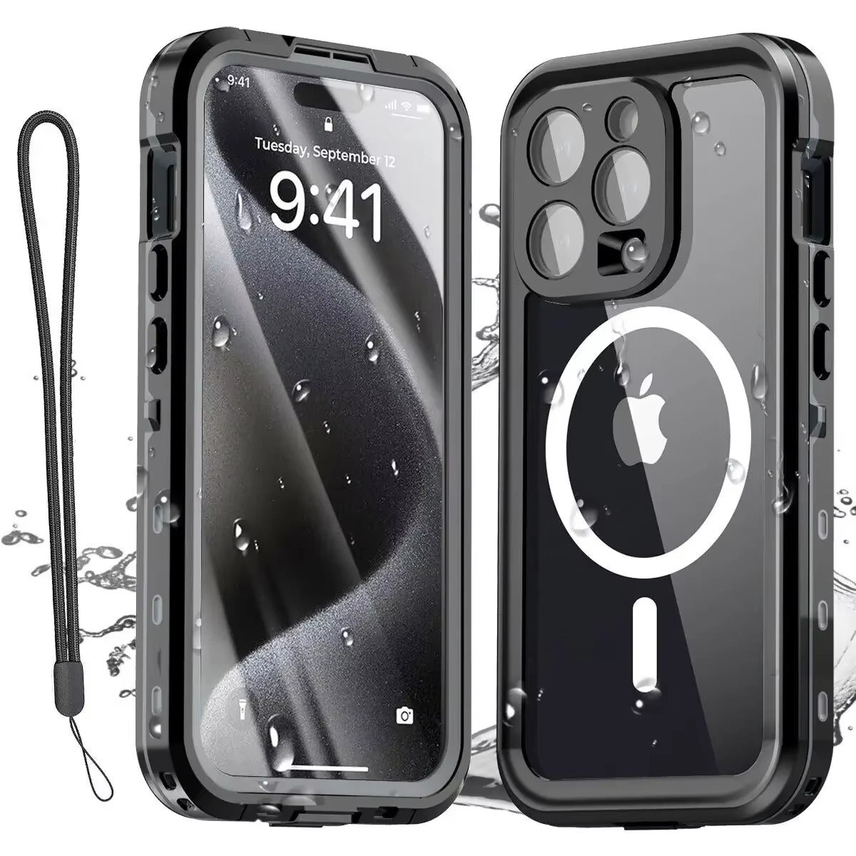 Premium Apple iPhone Case MagSafe Compatible, Camera Lens & Screen Protection, Ultra Thin Shockproof Magnetic Full All Around Protection Cover with IP68 Waterproof Diving Shell