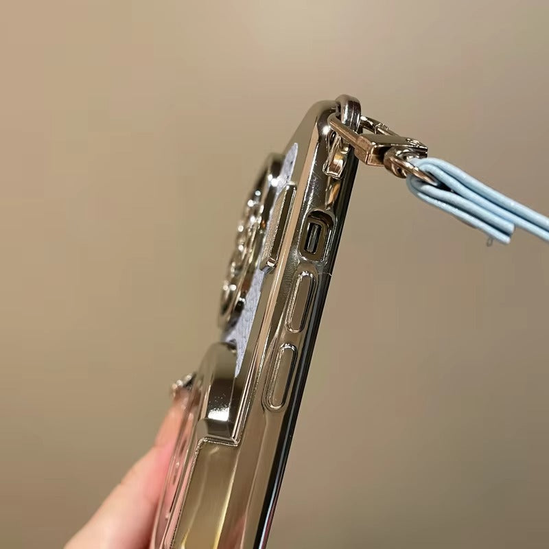 Premium Apple iPhone Case, MagSafe Compatible, Camera Lens & Screen Protection, Ultra Thin, Shockproof, Magnetic Full All Around Cover – Plated Camera Style Case with Lychee Texture & Anti-Fall Leather Rope