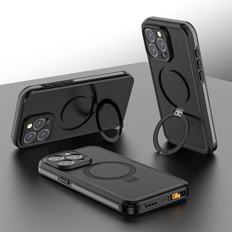 Robust Apple iPhone Case MagSafe Compatible, Camera Lens & Screen Protection, Cover with IP68 Waterproof Stand Design