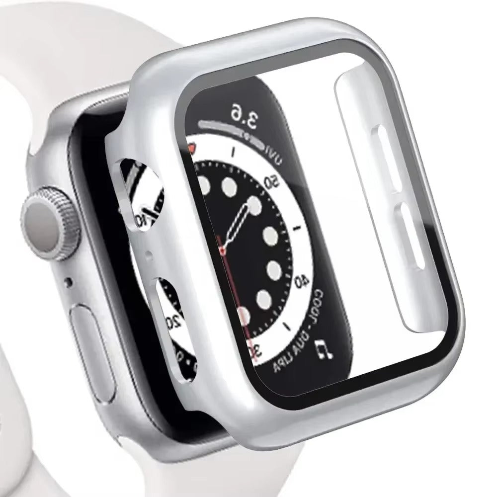 Tempered Glass Screen Protector Case – Full Cover Shockproof Bumper with Ultra-Clear Touch Glass, Compatible with 38mm to 45mm Smartwatches