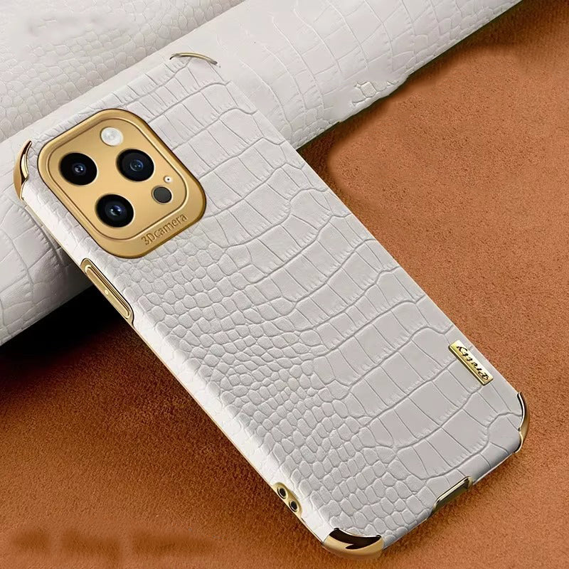 Premium Apple iPhone Case MagSafe Compatible, Camera Lens & Screen Protection, Ultra Thin Shockproof Magnetic Full All Around Protection Cover with Crocodile Leather Ring Holder