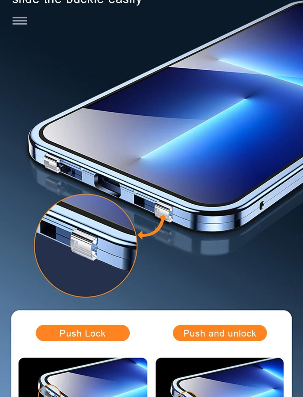 Luxury Apple iPhone Case MagSafe Compatible, Camera Lens & Screen Protection Cover with Double Glass Snap Lock Frame