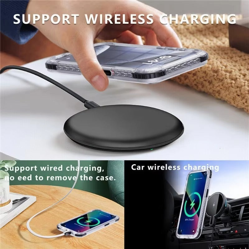 Luxury Apple iPhone Case MagSafe Compatible, Camera Lens & Screen Protection, Ultra Thin Shockproof Magnetic Full All Around Protection Cover with IP68 Waterproof Matte Finish