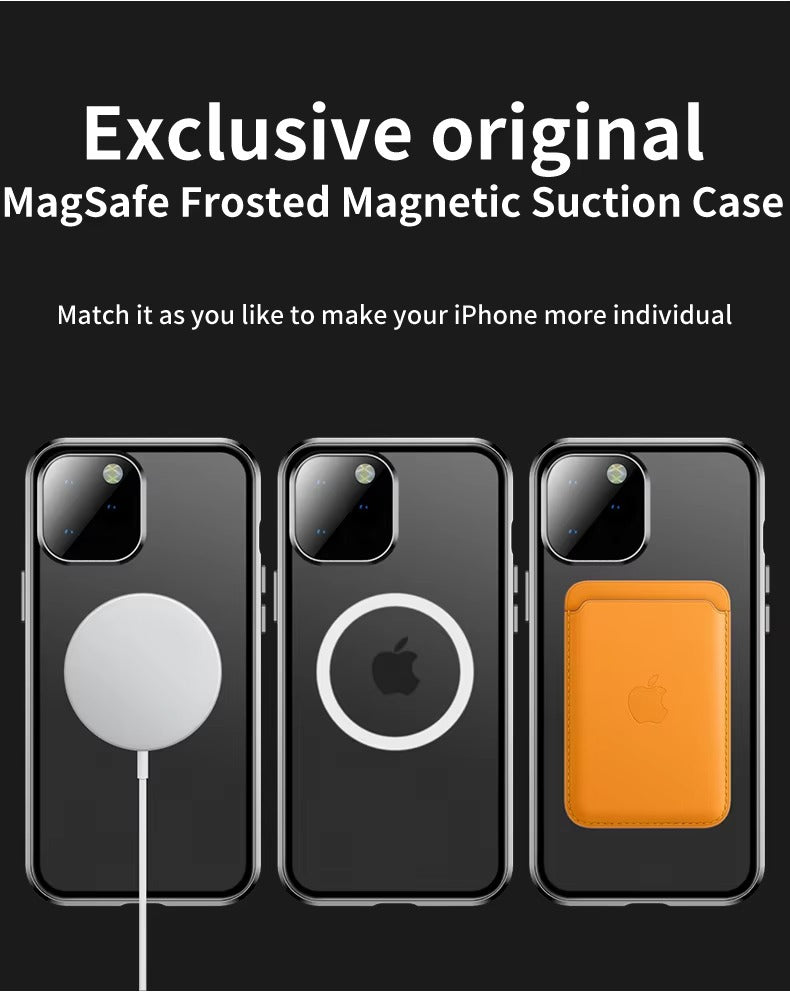 Premium Apple iPhone Case, MagSafe Compatible, Camera Lens & Screen Protection, Ultra Thin, Shockproof, Magnetic Full All Around Cover – 360° Metal Frame Case with Aluminum Alloy & Full Screen Protection