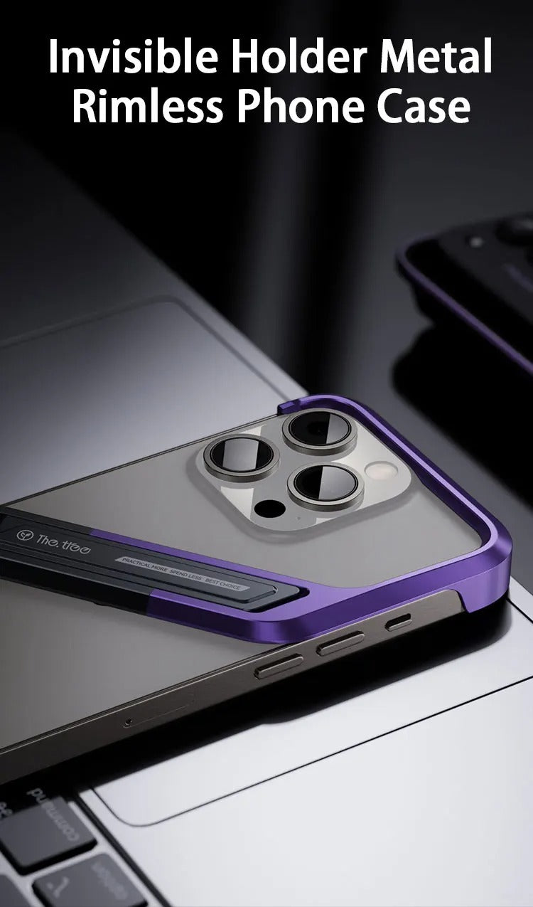 Premium Apple iPhone Case, MagSafe Compatible, Camera Lens & Screen Protection, Ultra Thin, Shockproof, Magnetic Full All Around Cover – Rimless Aluminum S-Type Case with Invisible Stand & Heat Dissipation Shell