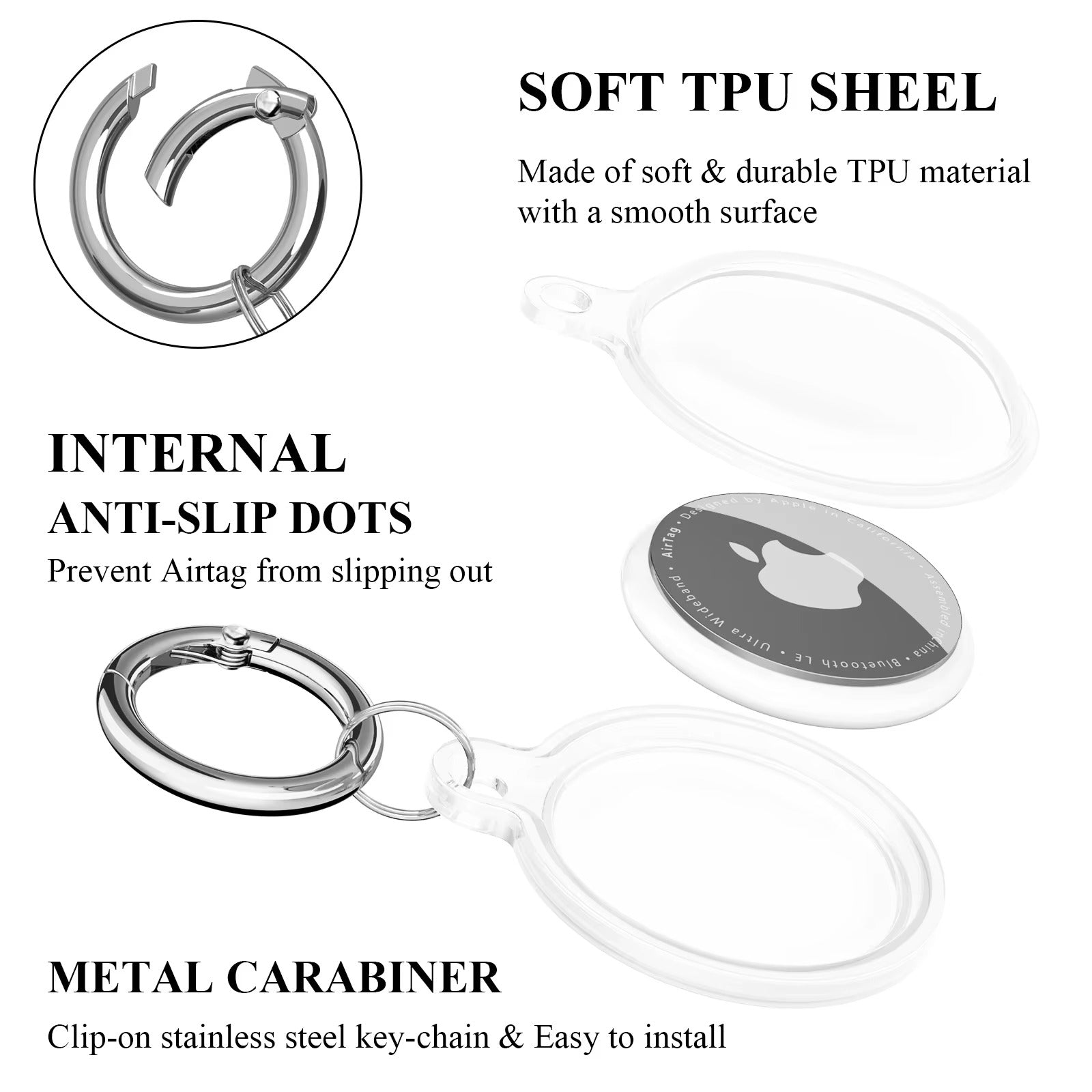Premium Transparent Waterproof TPU AirTag Case – Full Protective Shell with Anti-Lost Keychain, Shockproof Pet Collar Tracker Cover
