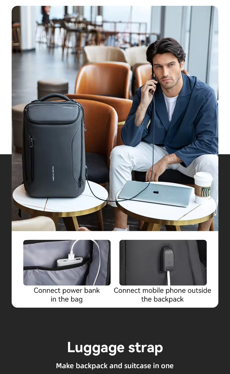 High Quality Waterproof Laptop Backpack for Men, USB Charging Travel Bag, Business Tech Rucksack Fits 17" MacBook