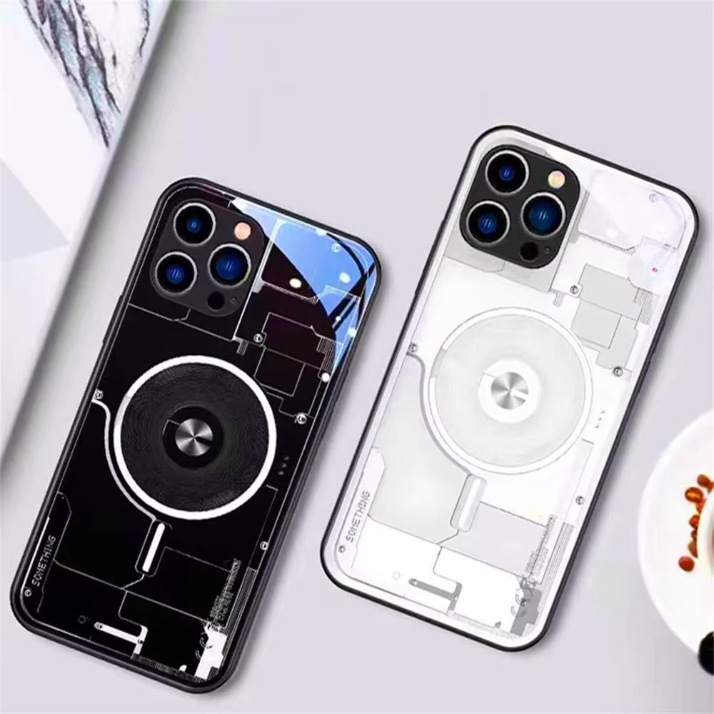 Premium Apple iPhone Case, MagSafe Compatible, Camera Lens and Screen Protection, Ultra Thin, Shockproof, Magnetic, Full All Around Protection, LED Call Flash Glass Cover