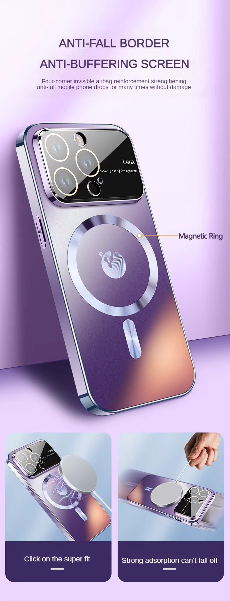 Premium Apple iPhone Case MagSafe Compatible, Camera Lens & Screen Protection, Ultra Thin Shockproof Magnetic Full All Around Protection Cover with Frosted AG Matte Back Design