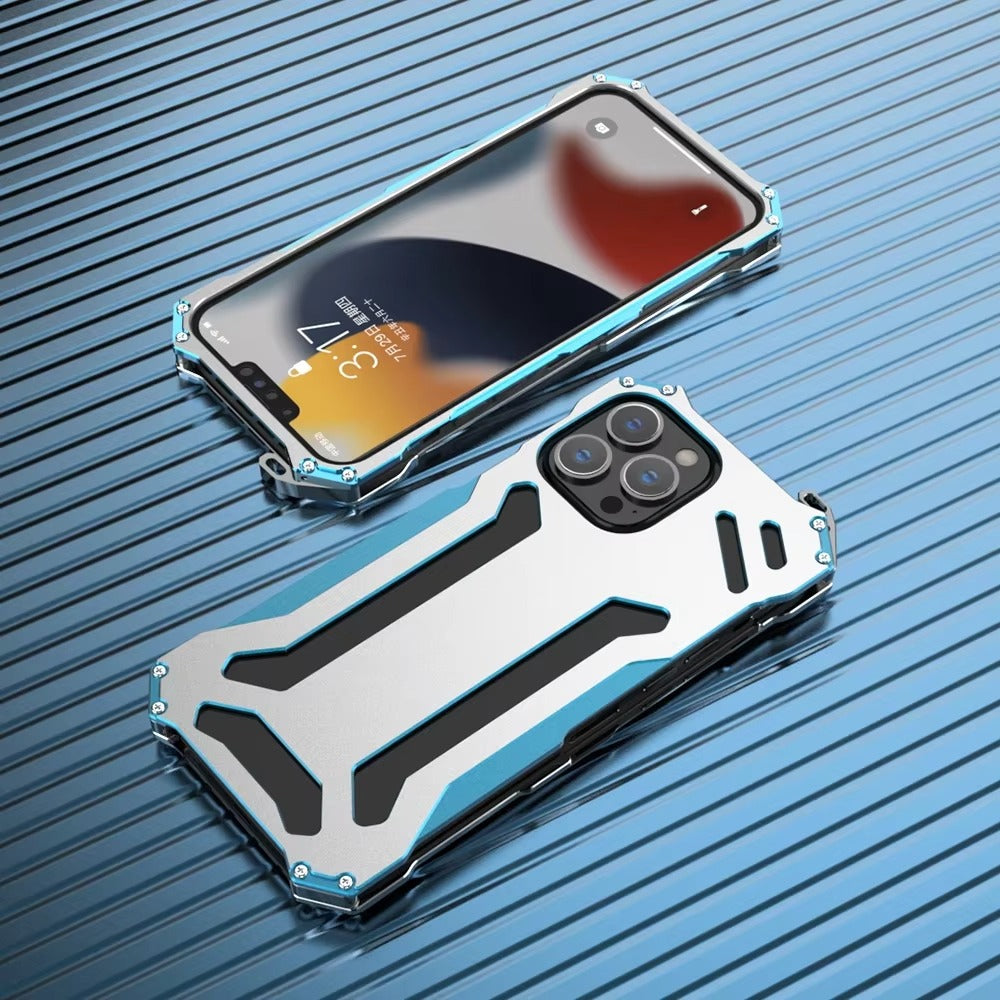 High Quality Apple iPhone Case, MagSafe Compatible, Camera Lens & Screen Protection, Ultra Thin, Shockproof, Magnetic Full All Around Cover – Hard Aluminum Metal Case with Shockproof Protection & Durable Design