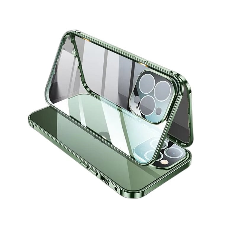 Premium Apple iPhone Case MagSafe Compatible, Camera Lens & Screen Protection, Cover with 360 Metal Glass Bumper