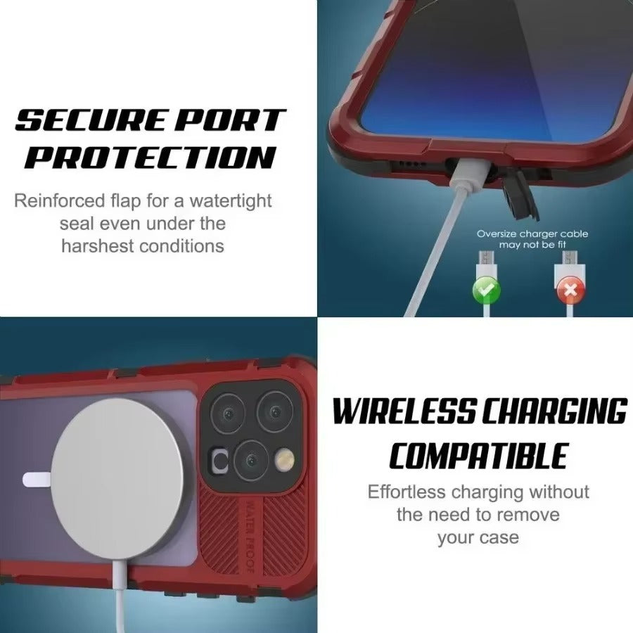 Robust Apple iPhone Case MagSafe Compatible, Camera Lens & Screen Protection, Ultra Thin Shockproof Magnetic Full All Around Protection Cover with IP68 Metal Military Design
