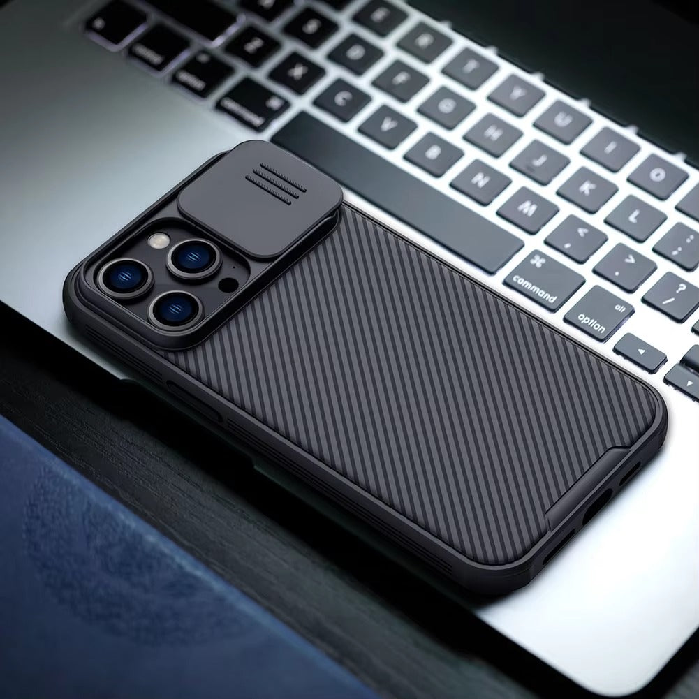 Premium Apple iPhone Case Ultra Thin Shockproof Magnetic Full All Around Protection Cover with Slide Camera Stand Bracket