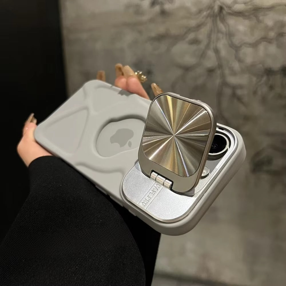 Luxury Apple iPhone Case Ultra Thin Shockproof Magnetic Full All Around Protection Cover with Matte Bracket & Logo Window