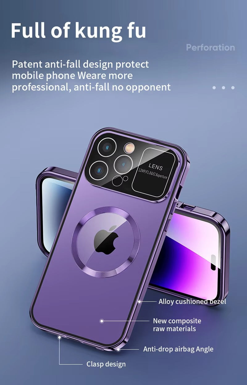 Premium Double Glass Apple iPhone Case, MagSafe Compatible, Ultra Thin Magnetic Shockproof Full Protection