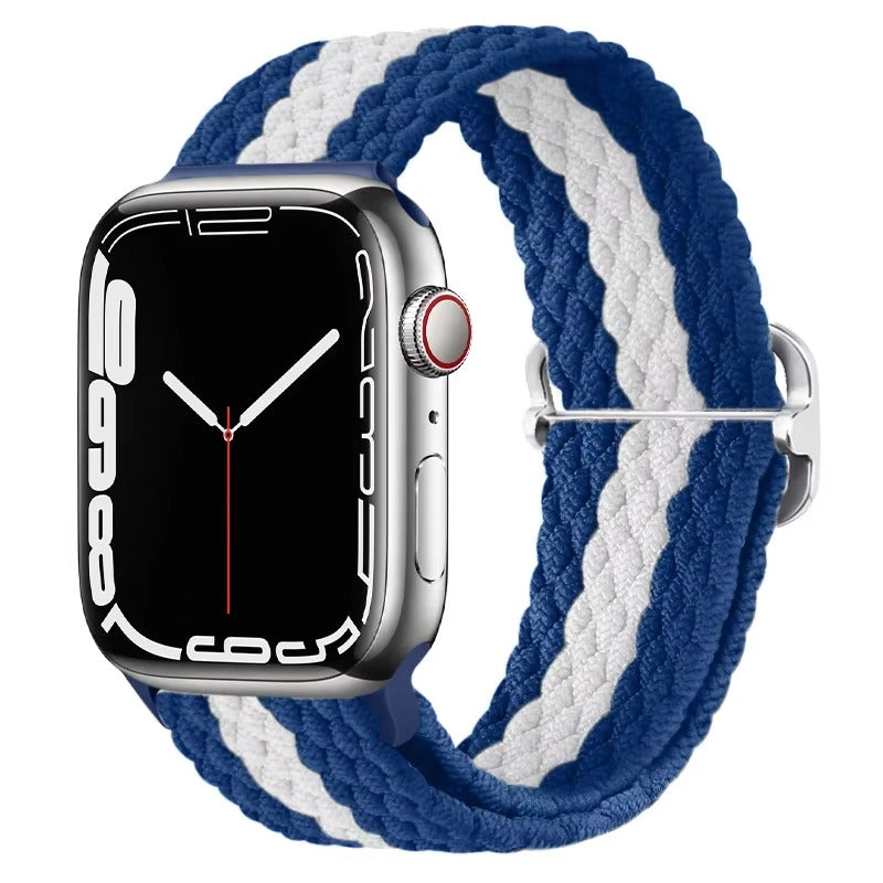 Premium Nylon Braided Solo Loop for Apple Watch – Adjustable Elastic Strap, Breathable Band for 40mm to 46mm Apple