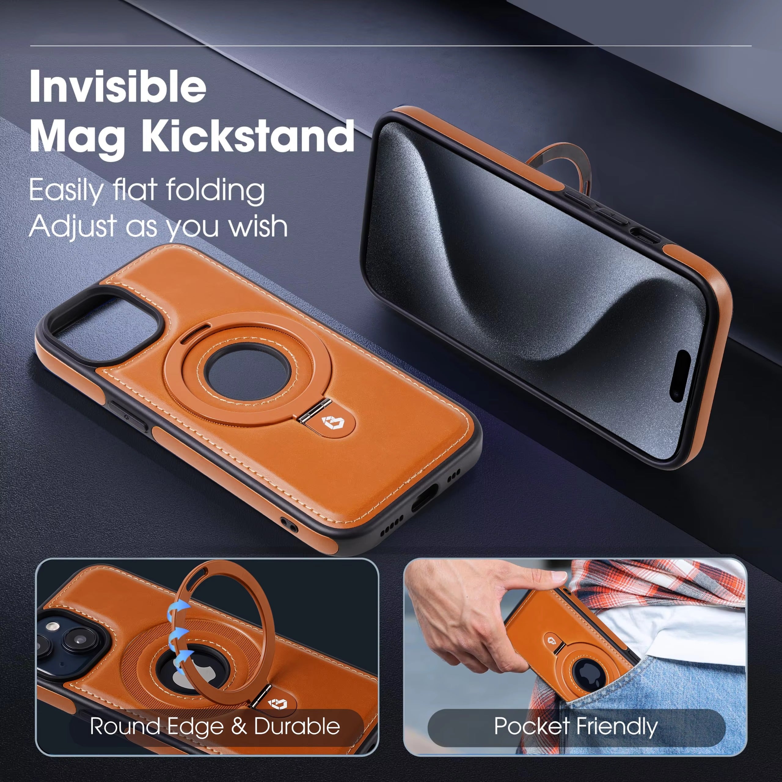 Luxury Leather Apple iPhone Case, MagSafe Compatible, Ultra Thin Magnetic Shockproof Full Protection