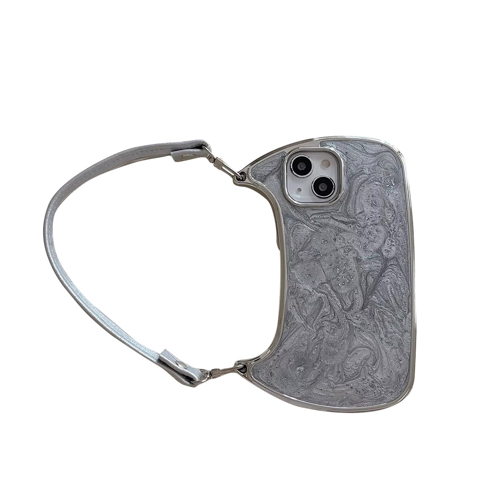 Luxury Apple iPhone Case, MagSafe Compatible, Camera Lens & Screen Protection, Ultra Thin, Shockproof, Magnetic Full All Around Cover – Electroplated Handbag Style Case with Soft Body & Hand Strap