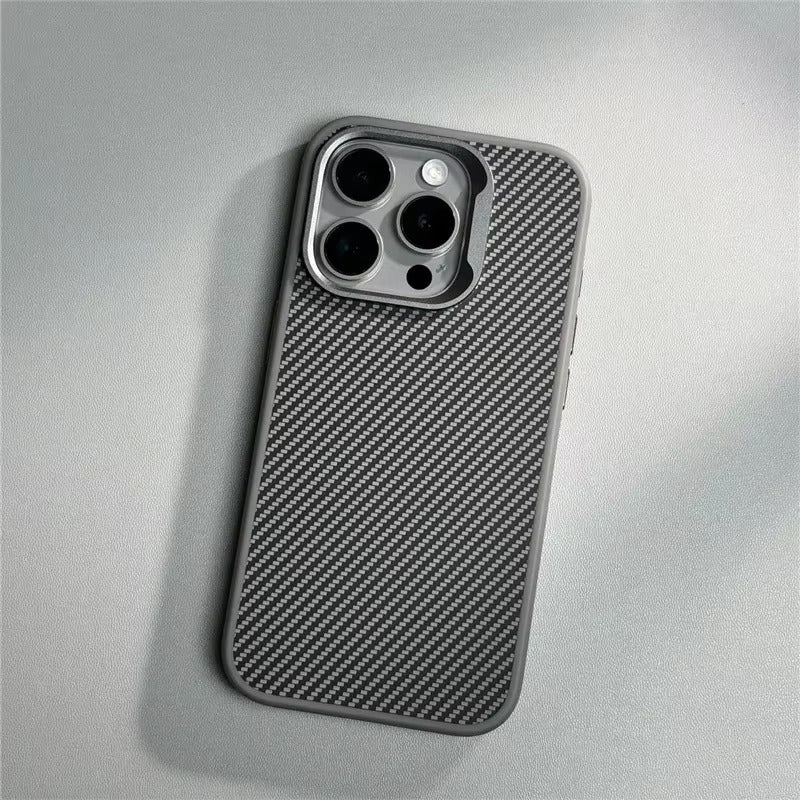 Luxury Apple iPhone Case, MagSafe Compatible, Camera Lens & Screen Protection, Ultra Thin, Shockproof, Magnetic Full All Around Cover – Carbon Fiber Texture Case with Soft Rubber Frame for Durable, Stylish Protection