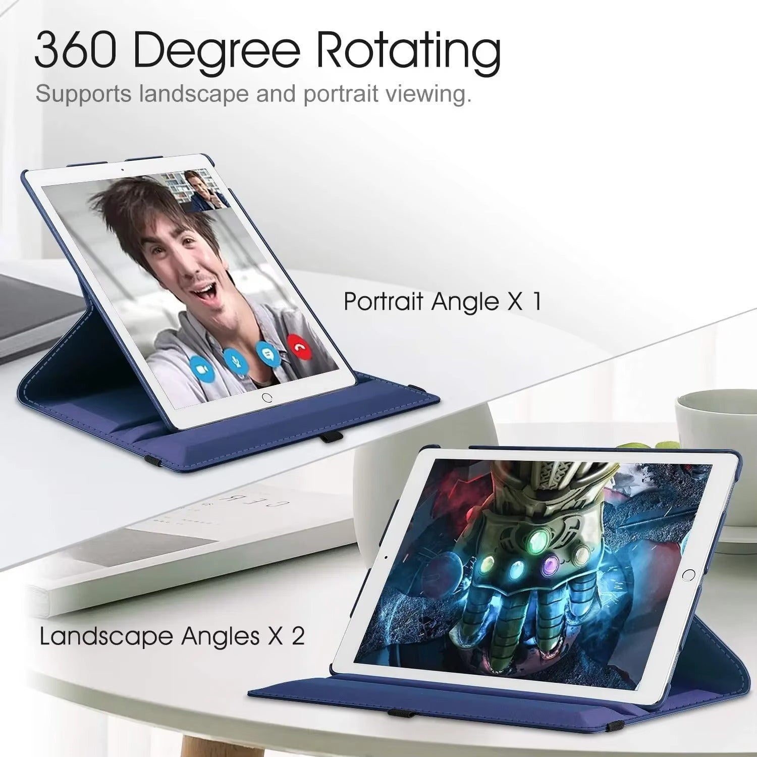 Premium 360° Rotating PU Leather iPad Case – Smart Cover with Auto Sleep/Wake, Shockproof Stand for 12.9" Pro & Air Tablets, Durable & Washable