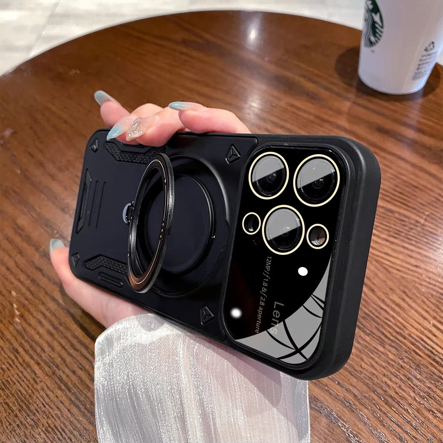 Luxury Apple iPhone Case, MagSafe Compatible, Camera Lens & Screen Protection, Ultra Thin, Shockproof, Magnetic Full All Around Cover – Stand Holder Case with Lens Guard, Wristband & Lanyard Strap