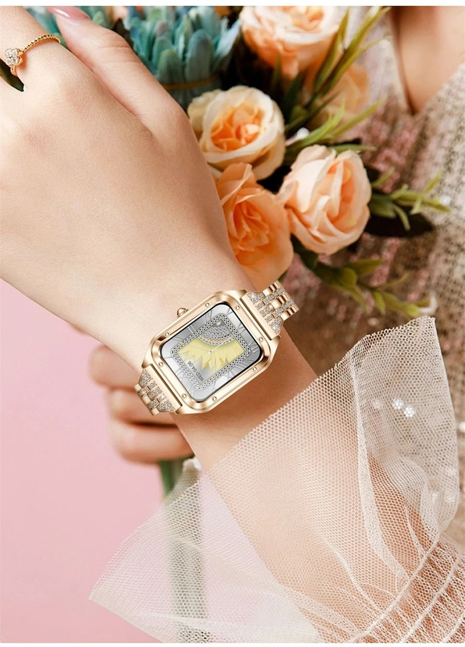 Luxury Women’s Smartwatch for iPhone – Bluetooth Call Fitness Tracker with Blood Pressure Monitor, Waterproof Sport Mode