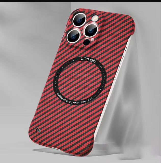 Luxury Carbon Fiber Apple iPhone Case, MagSafe Compatible Ultra Thin Magnetic Wireless Charging Support and Slim Frame Design
