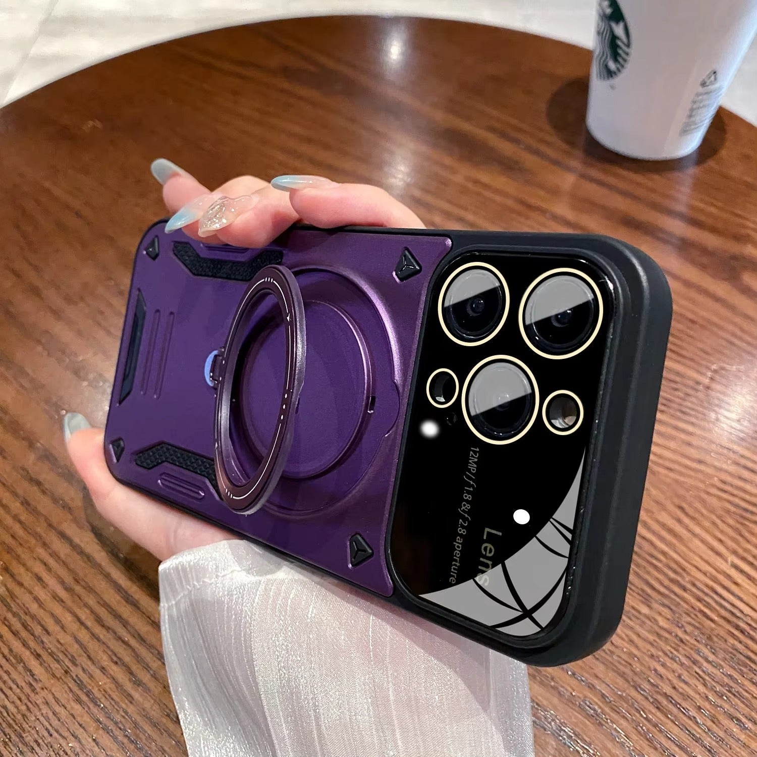 Luxury Apple iPhone Case, MagSafe Compatible, Camera Lens & Screen Protection, Ultra Thin, Shockproof, Magnetic Full All Around Cover – Stand Holder Case with Lens Guard, Wristband & Lanyard Strap