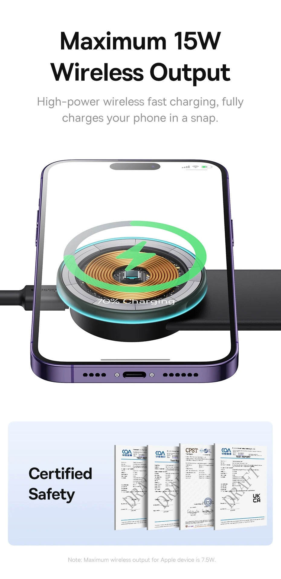 Robust Magnetic Car Phone Holder with 15W Wireless Charging – Foldable Dashboard Mount, Strong Grip, Universal for iPhone & Android, Mini Design