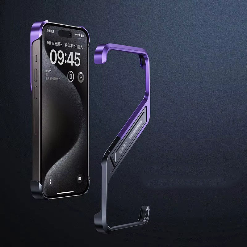 Premium Apple iPhone Case, MagSafe Compatible, Camera Lens & Screen Protection, Ultra Thin, Shockproof, Magnetic Full All Around Cover – Rimless Aluminum S-Type Case with Invisible Stand & Heat Dissipation Shell