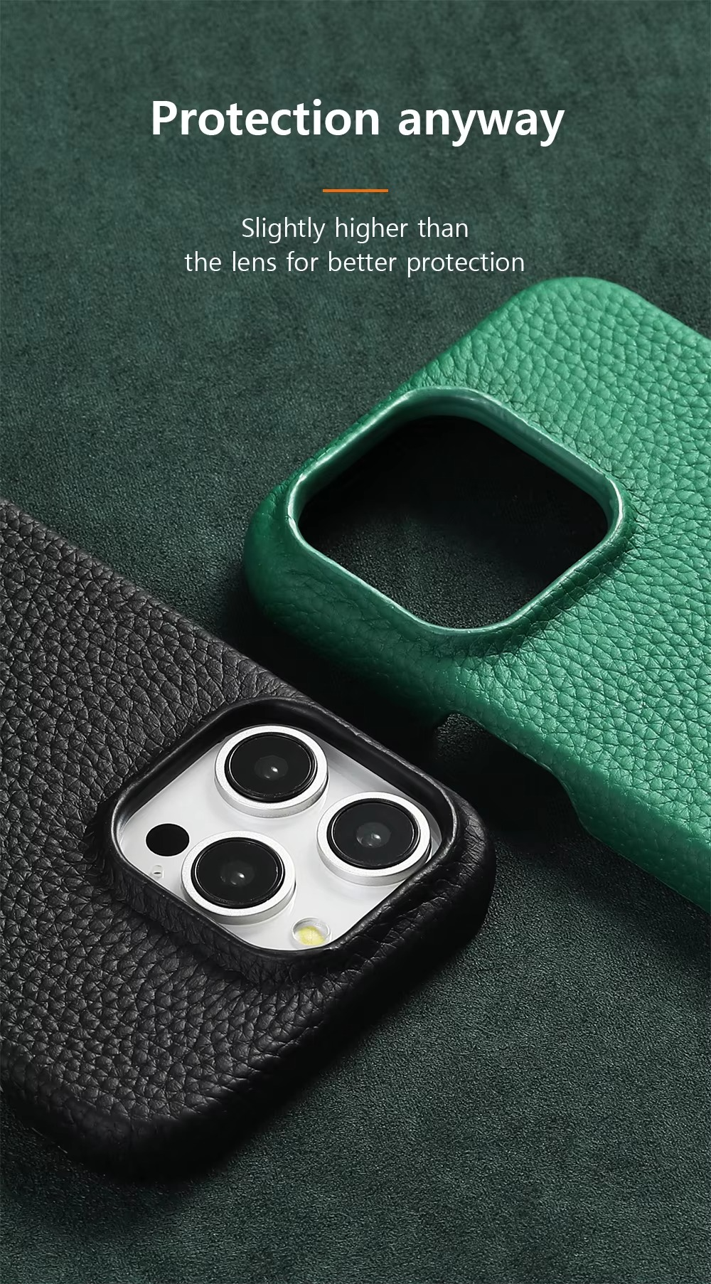 Luxury Natural Cowhide Leather MagSafe iPhone Case – Lychee Texture, Durable & Stylish Phone Back Cover | Case for iPhone