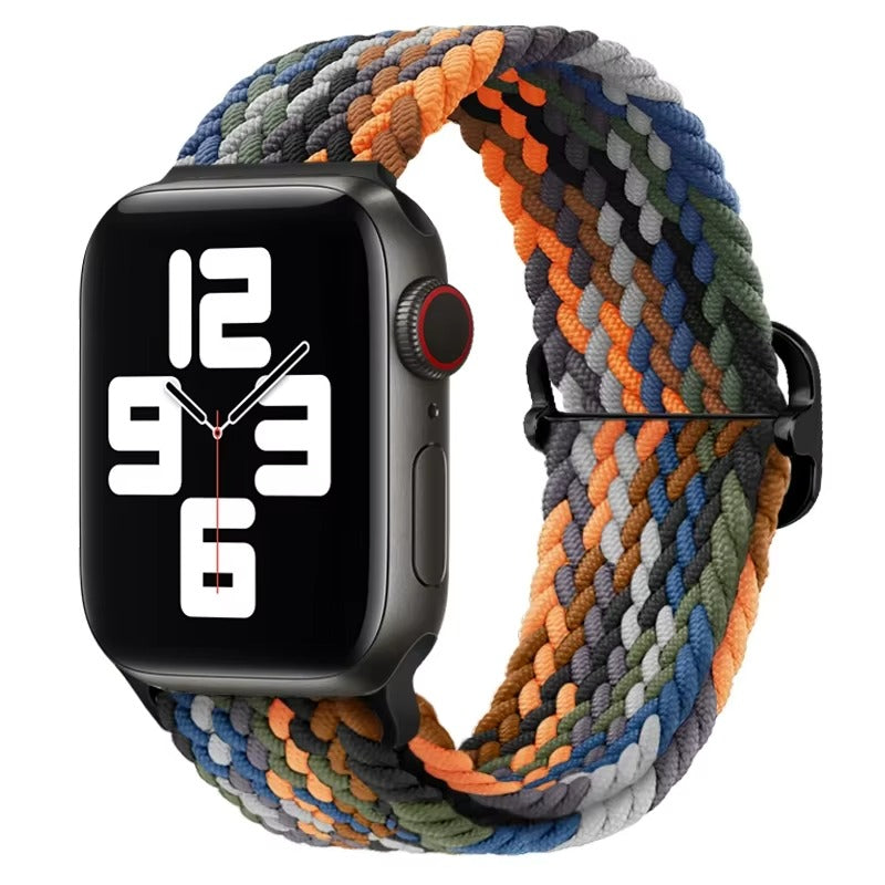 Premium Nylon Braided Solo Loop for Apple Watch – Adjustable Elastic Strap, Breathable Band for 40mm to 46mm Apple