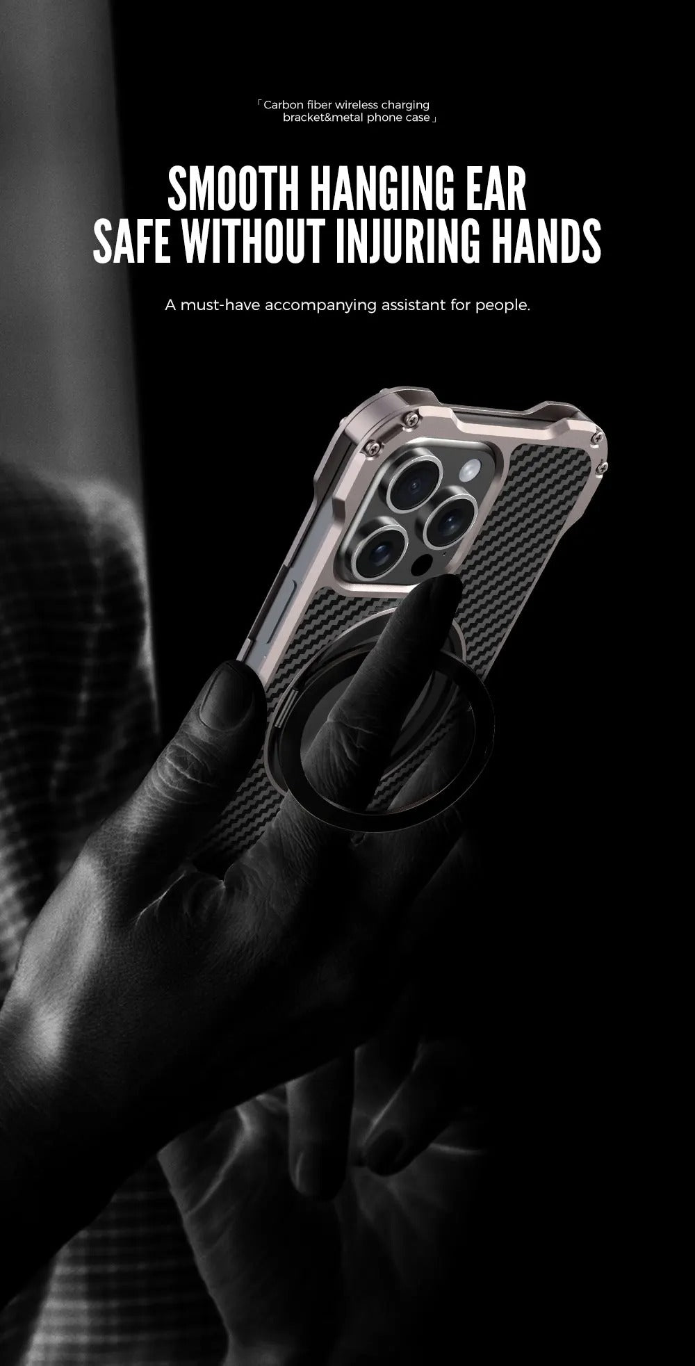 Robust Apple iPhone Case, MagSafe Compatible, Camera Lens & Screen Protection, Ultra Thin, Shockproof, Magnetic Full All Around Cover – Carbon Fiber Aluminum Alloy Case with Built-In Holder Ring & Lightweight Frame