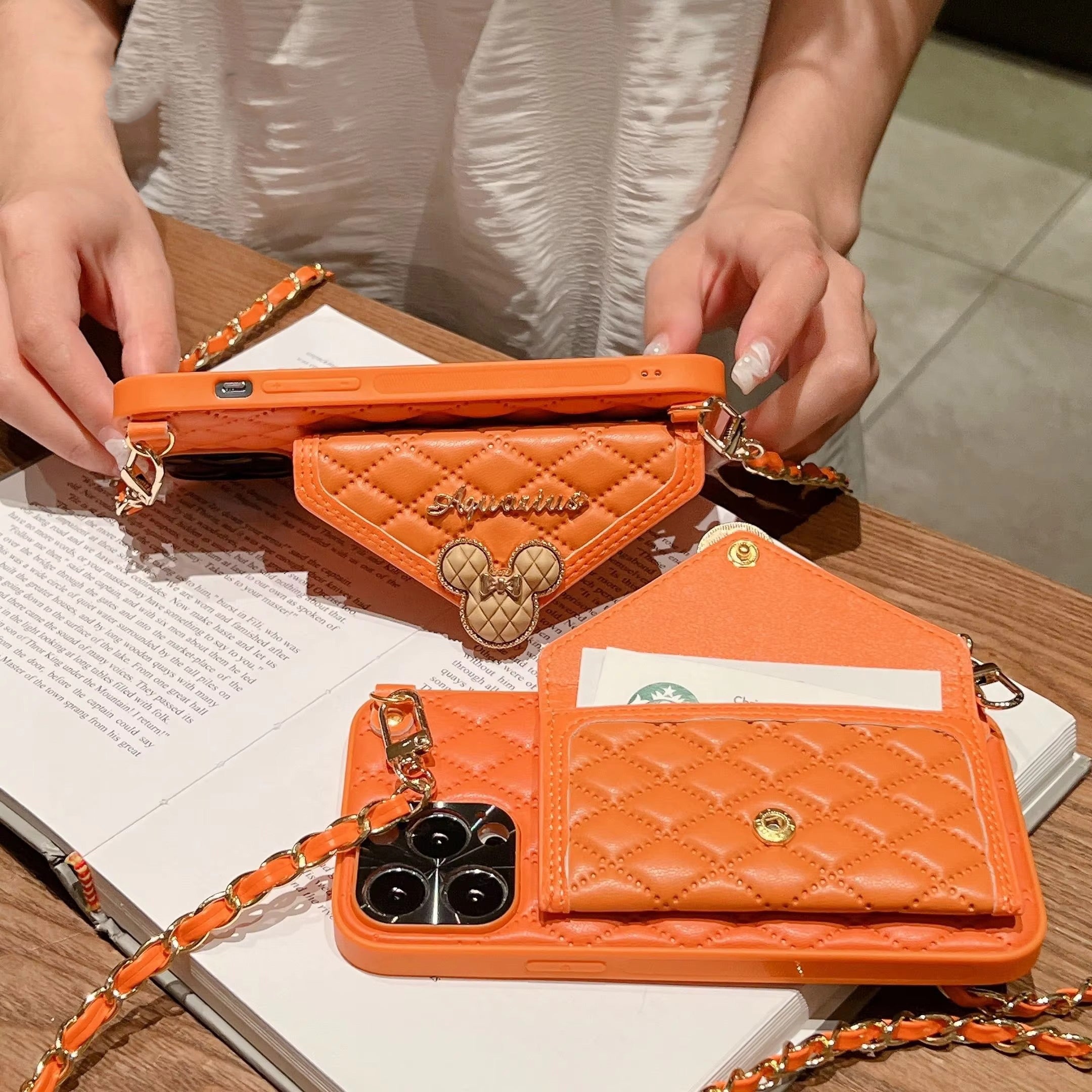 Luxury Apple iPhone Case, MagSafe Compatible, Camera Lens & Screen Protection, Ultra Thin, Shockproof, Magnetic Full All Around Cover – Rhombic Pattern PU Leather Card Holder Case with Lanyard Strap