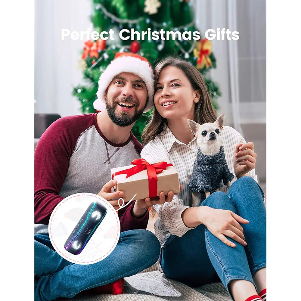 Premium Portable Bluetooth Speaker – IPX7 Waterproof Outdoor Sound Box with 25W Stereo Output, Colorful LED Lights