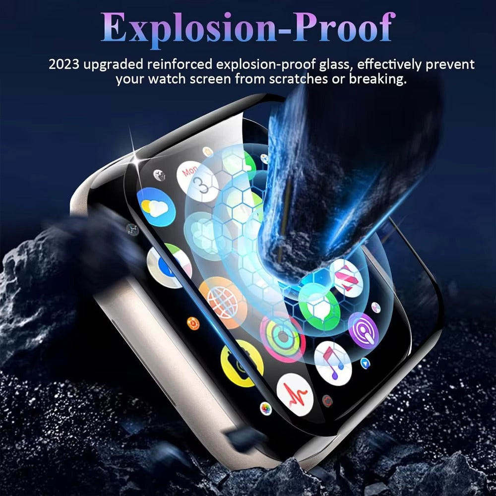 Premium 3D Full Cover Tempered Glass Screen Protector for Apple Watch – Anti-Fingerprint, Shockproof Case Bundle 38mm–49mm