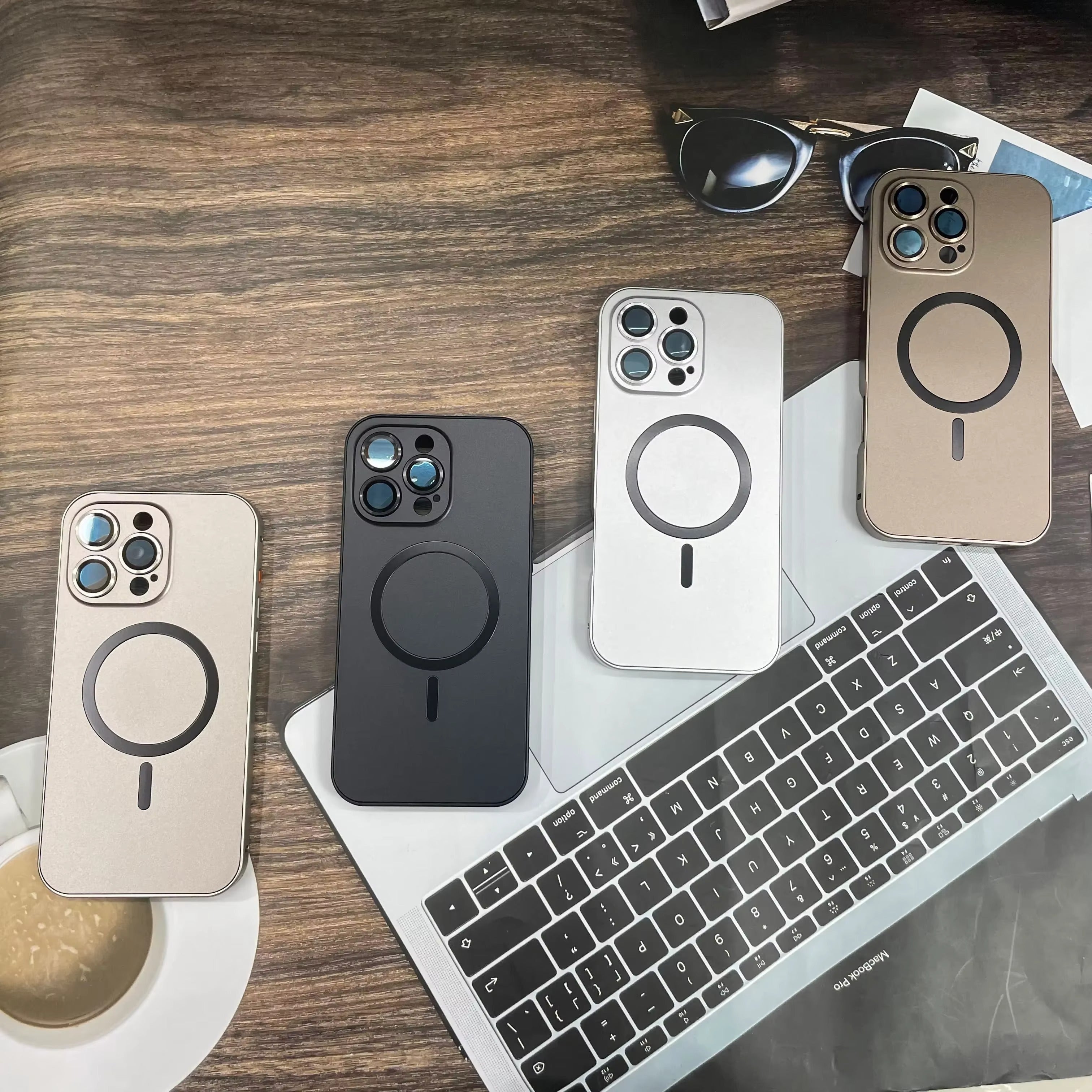 Premium Apple iPhone Case, MagSafe Compatible, Camera Lens & Screen Protection, Ultra Thin, Shockproof, Magnetic Full All Around Cover – Aluminum Metal Frame Case with Hard PC Back for Stylish Impact Protection