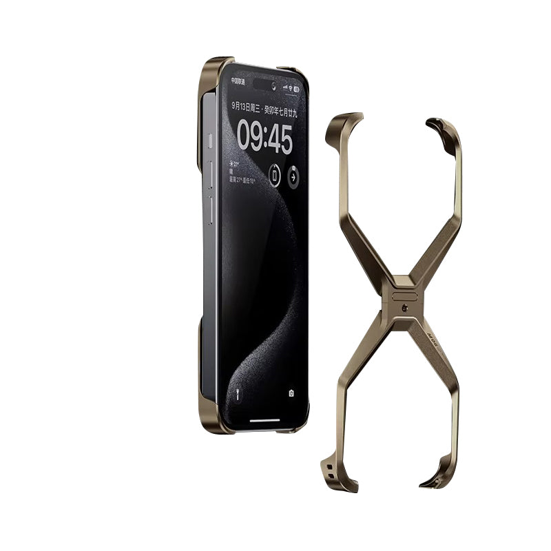 Luxury Apple iPhone Case, MagSafe Compatible, Camera Lens & Screen Protection, Ultra Thin, Shockproof, Magnetic Full All Around Cover – Rimless Aluminum X-Frame Case with Heat Dissipation & Removable Armor Design