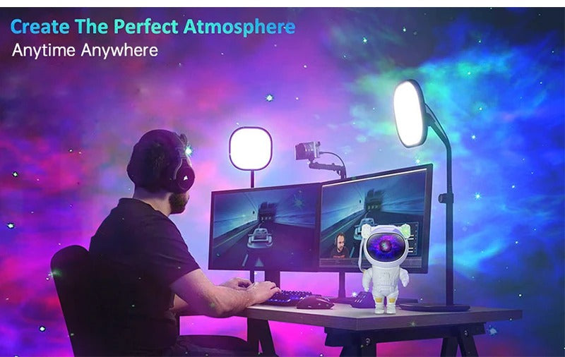 Luxury Astronaut Star Projector Night Light – 360° Adjustable Galaxy Lamp with Remote, Nebula LED Mood Light, Bedroom Ceiling Sky Decor for Kids Gift