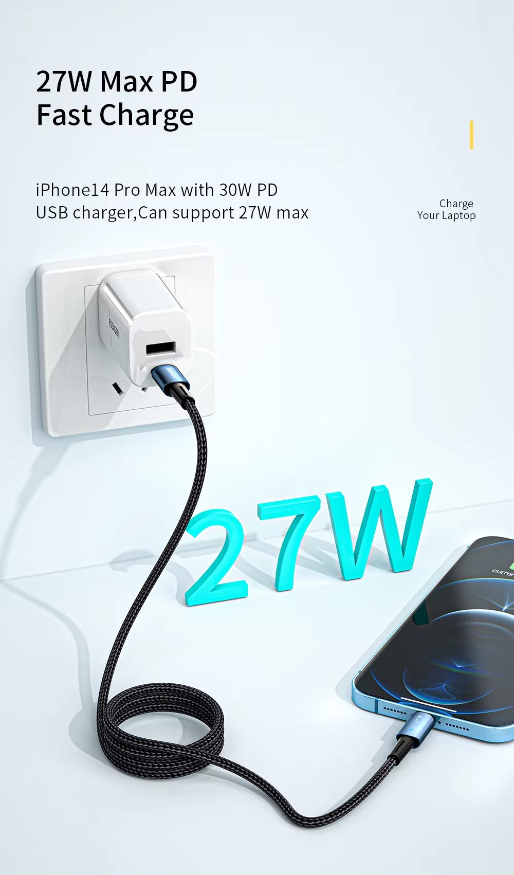 Premium, USB-C to Lightning Cable – 20W Fast Charging Wire for iPhone, iPad, MacBook, Type-C to Lightning Data Cable