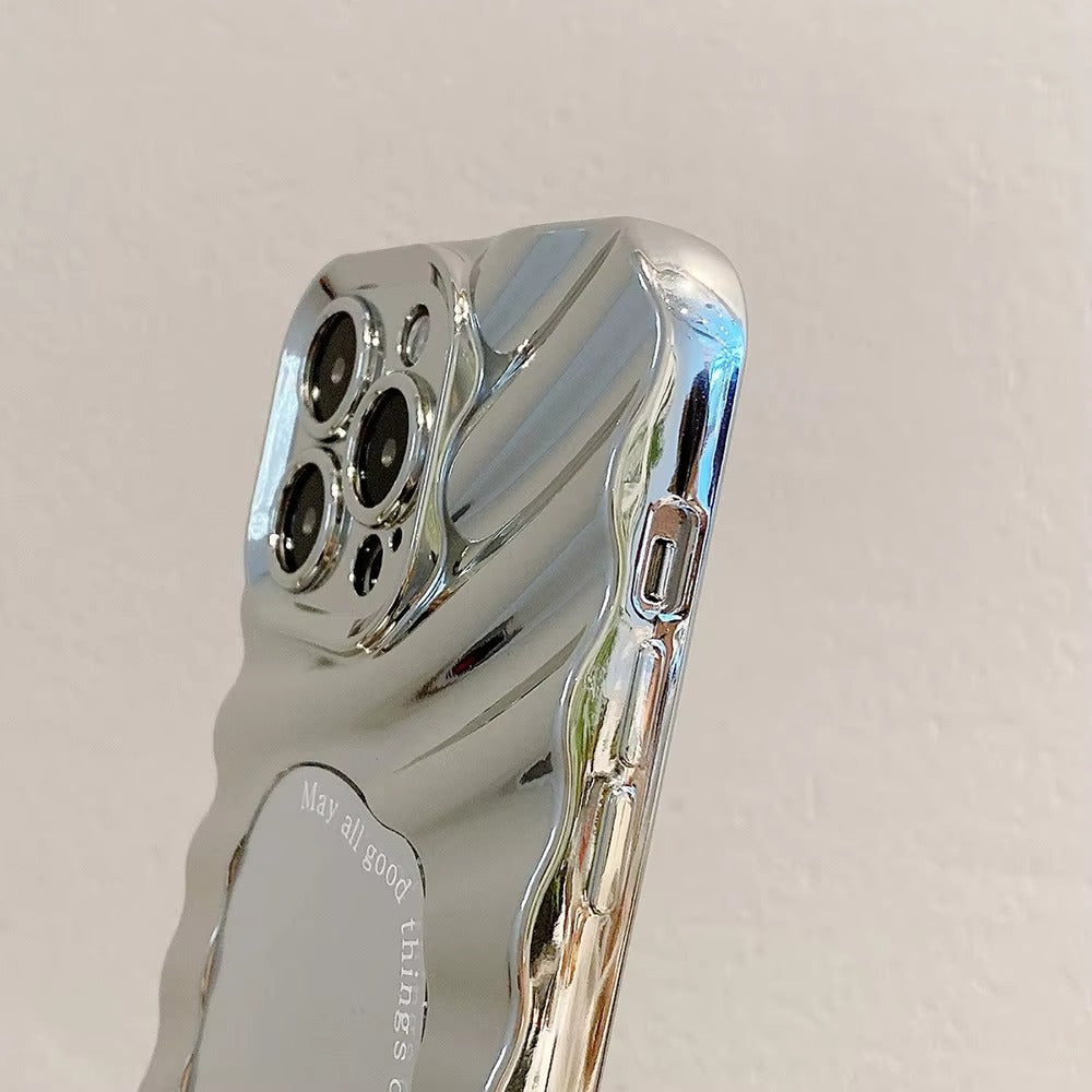 Luxury Apple iPhone Case, MagSafe Compatible, Camera Lens and Screen Protection, Ultra Thin, Shockproof, Magnetic, Full All Around Protection, Wavy Mirror Bumper Cover