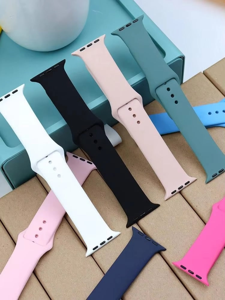 Premium Silicone Smartwatch Band – Soft Replacement Strap with 316L Steel Clasp, Adjustable Sizes for 38mm to 49mm Watches