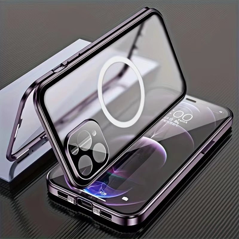 Premium Apple iPhone Case, MagSafe Compatible, Camera Lens & Screen Protection, Ultra Thin, Shockproof, Magnetic Full All Around Cover – 360° Metal Frame Case with Aluminum Alloy & Full Screen Protection