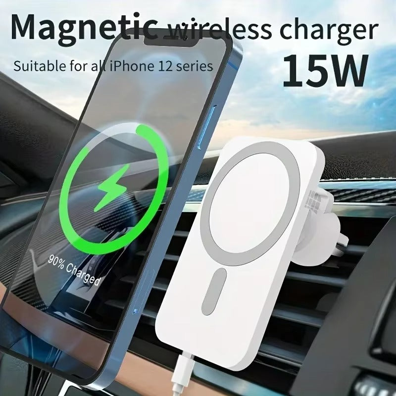 Premium 30W Magnetic Wireless Car Charger – Fast Charging Phone Mount for Air Vent, MagSafe Compatible, Auto-Align, 360° Adjustable Holder
