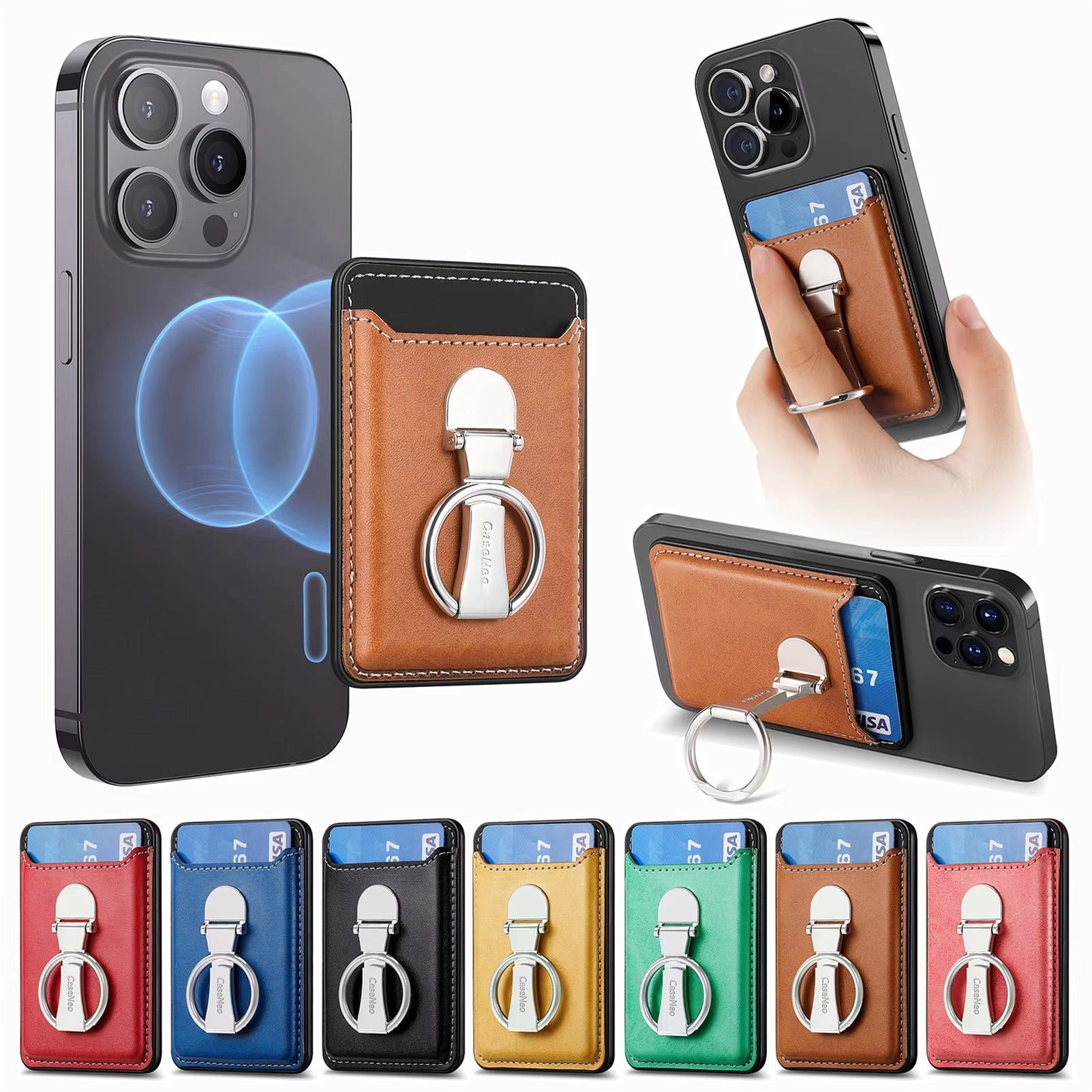 Premium Magnetic Wallet Case for Apple MagSafe – Strong Attraction, Multiple Card Slots, Stand Function for Smartphones