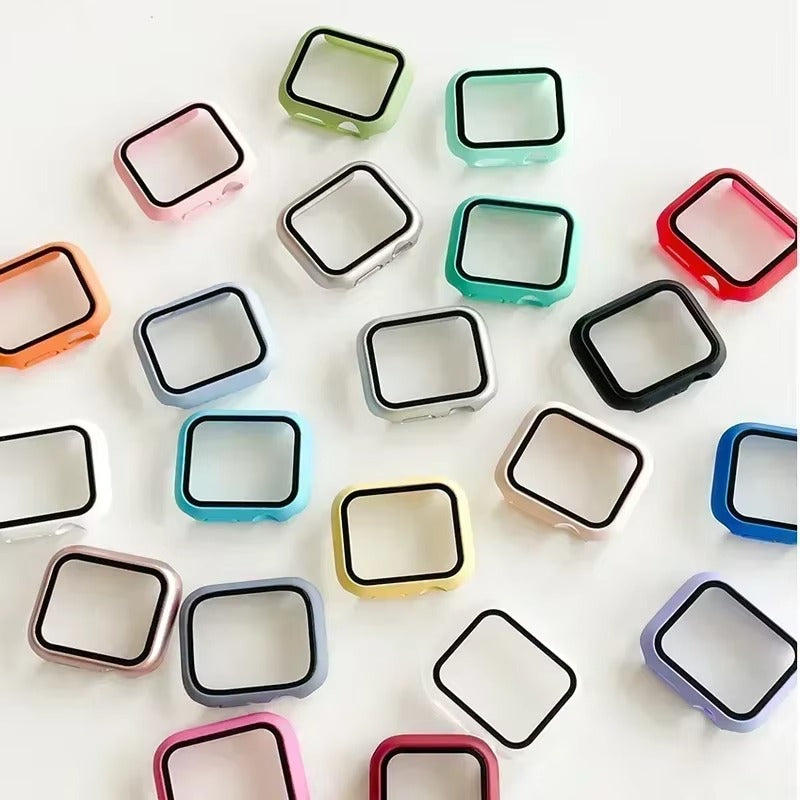 Tempered Glass Screen Protector Case – Full Cover Shockproof Bumper with Ultra-Clear Touch Glass, Compatible with 38mm to 45mm Smartwatches