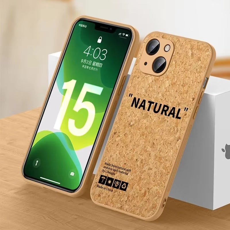 Luxury Apple iPhone Case, MagSafe Compatible, Camera Lens and Screen Protection, Ultra Thin, Shockproof, Magnetic, Full All Around Protection, Cork Wood Soft Cover