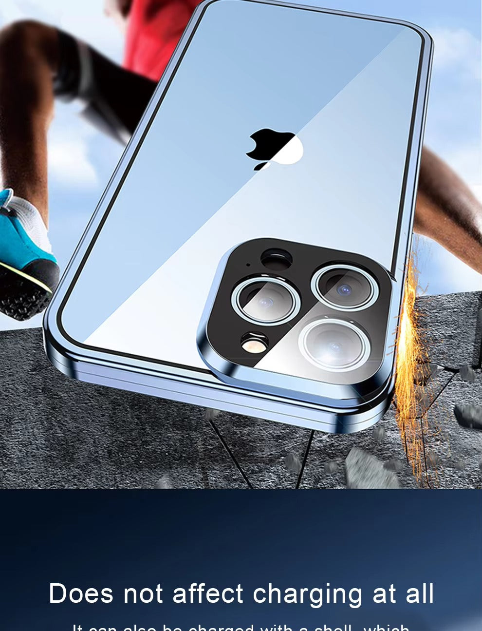 Luxury Apple iPhone Case MagSafe Compatible, Camera Lens & Screen Protection Cover with Double Glass Snap Lock Frame