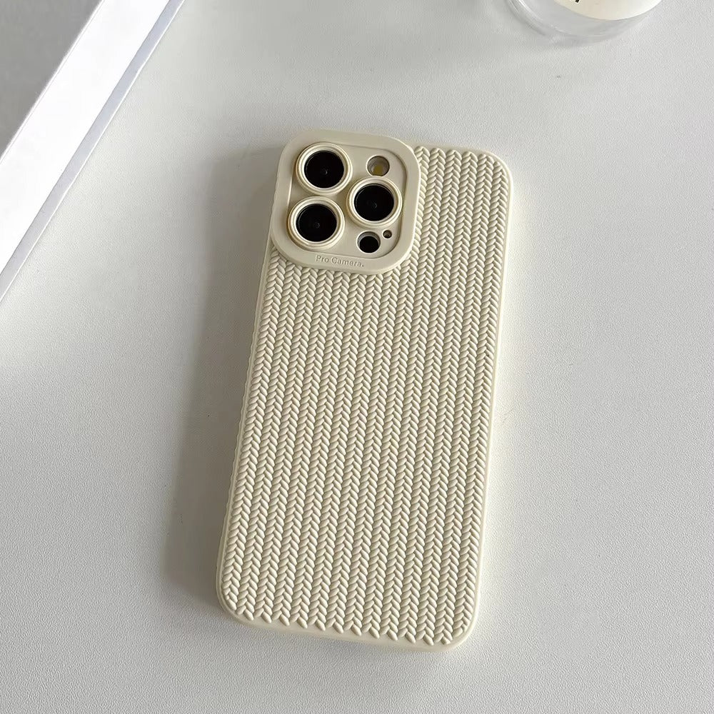 Luxury Apple iPhone Case, MagSafe Compatible, Camera Lens & Screen Protection, Ultra Thin, Shockproof, Magnetic Full All Around Cover – Woven Pattern Soft Silicone Case with Solid Color Stylish Design